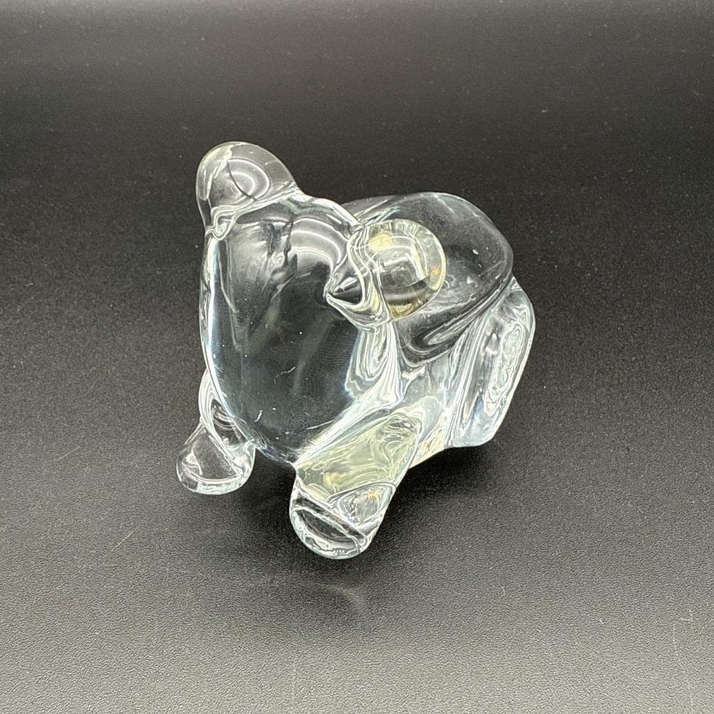 VTG Hand Made Crystal Frog Figurine Paperweight Made in Taiwan W Sticker 1960s